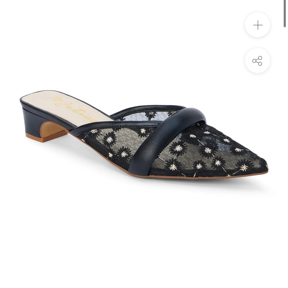 Matisse Black Floral Embroidered Mules